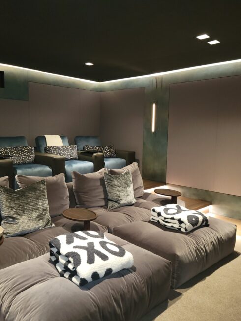 Seating in custom movie theatre installation