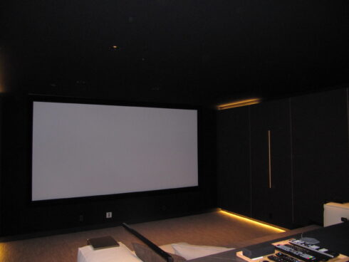Residential movie screen installed by JLQ Construction